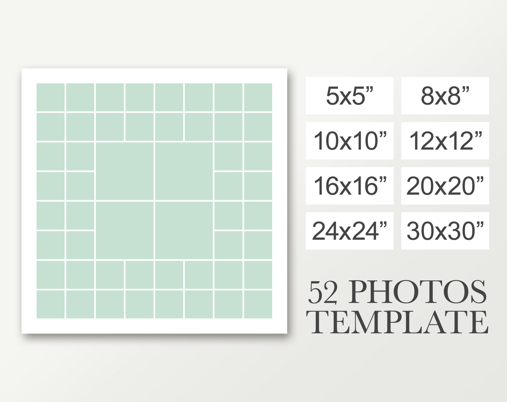 52 Photo Collage Template. 52 Week Psd. Funeral Composite. Square ...