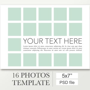 5x7 School composite with 16 photo spaces. Works with Photoshop and Photoshop Elements.