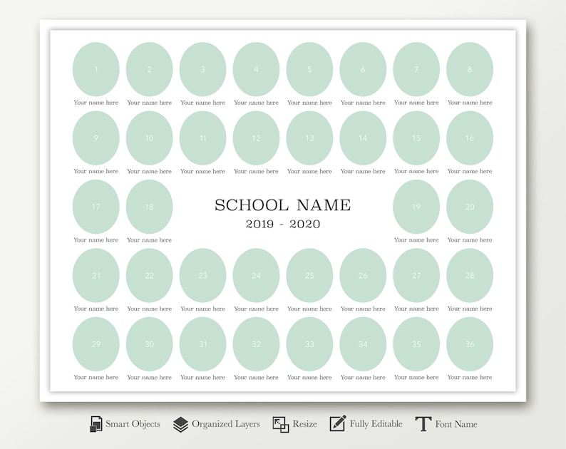 11x14 School composite template for 36 photos photo collage Etsy