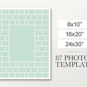 Compuesto funerario digital. Plantilla de Photoshop para 87 fotos. Cartel de boda. Tablero recién nacido. Plantilla digital.