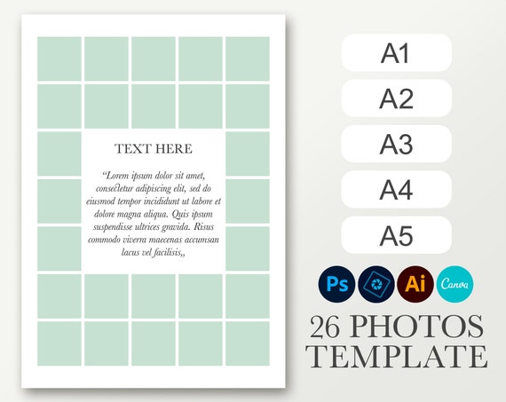 Photo Collage Template for 26 Pictures. Class School Layout ...