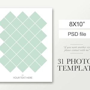 8x10 Photo composite template for 31 pictures, photo collage template, Photoshop, Canva, Photoshop Elements, Illustrator
