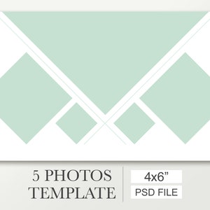 4x6 foto collage plantilla, collage para boda, plantilla de vacaciones, plantilla para postal, collage de pared, 4x6 plantilla, 5 fotos