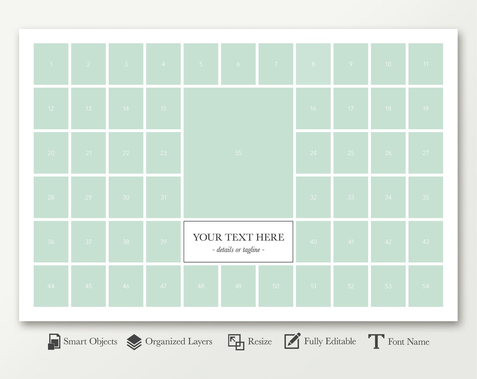 20x30 Class Collage Template for 55 Photos. the Digital | Etsy