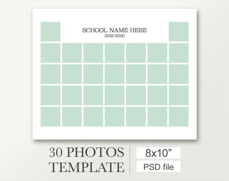 8x10 School Composite Template for 30 Photos. Photo Collage Etsy