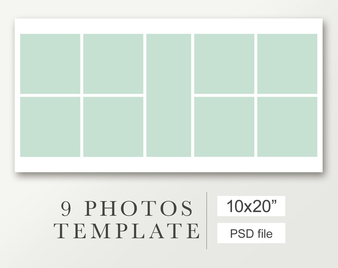 10x20 Collage Template for Photoshop, Holiday Collage Template, Family ...