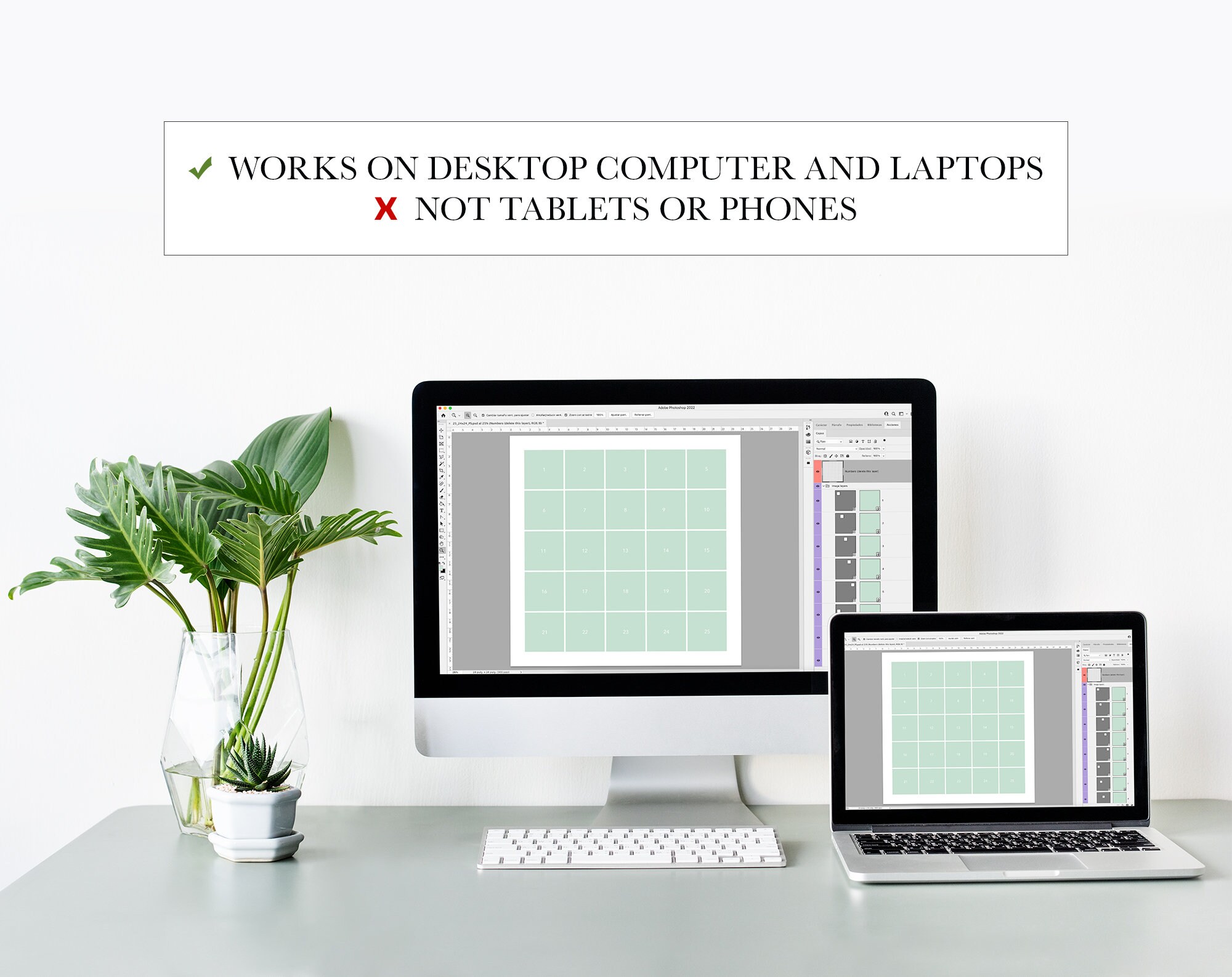 25 枚の写真のコラージュ。5x5、8x8、10x10、12x12、16x16
