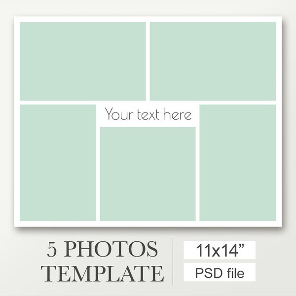 11x14 Collage template for 5 photos, photo collage template