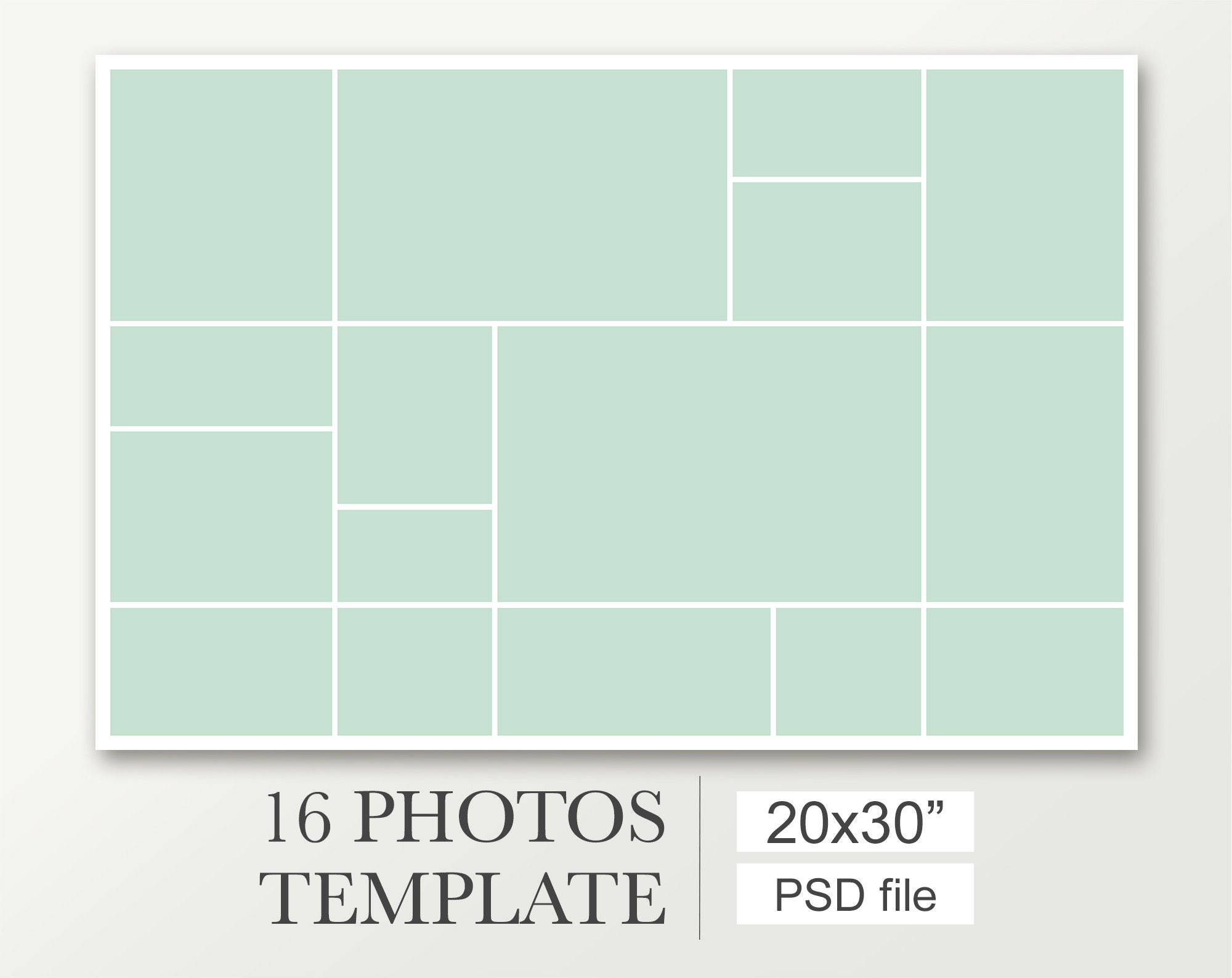 20x30 Photo collage template for 16 pictures | Etsy