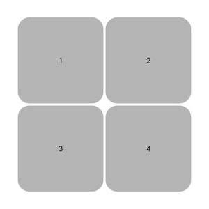 May include: A grid of four gray, rounded-corner squares, each with a number from 1 to 4 in black. The squares are arranged in a 2x2 pattern against a white background. The image is a simple, geometric design.