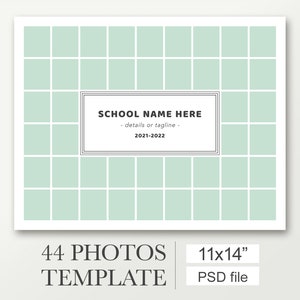 11x14 Class photo collage for 44 pictures. The digital template work with Photoshop and Photoshop Elements. Class photo template.