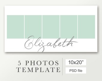 10x20 Baby photo template for 5 pictures -, photo collage template