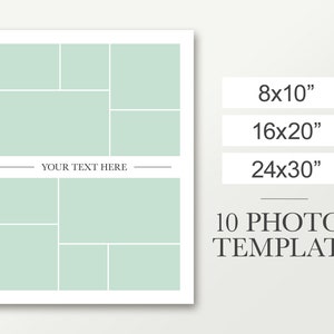 Graduation poster. Funeral template. Photo collage board in 8x10, 16x20, 24x30. Celebration of life. Digital composite for 10 photos.