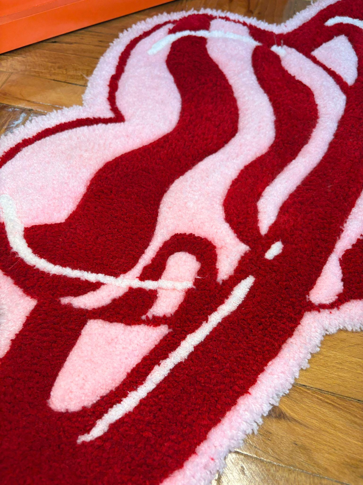 Pink Rug Tuftitng My Darling Tufting Rug, Planet Heart Tufted Rug, Groovy Red and Pink ...