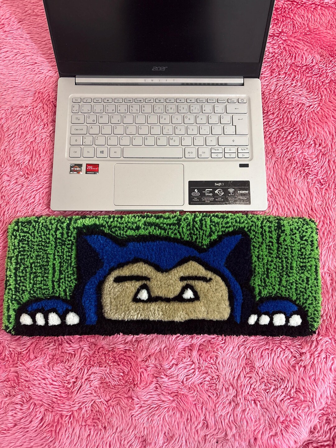 Mouse Pad Tuft Rug Cartoon Mouse Pad, Anime Tufted Keyboard Rug, Handmade Tufting Desk Mat ...