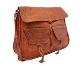 Vintage, Brown Tooled Leather Satchel, Handbag, Tote, Shoulder Bag