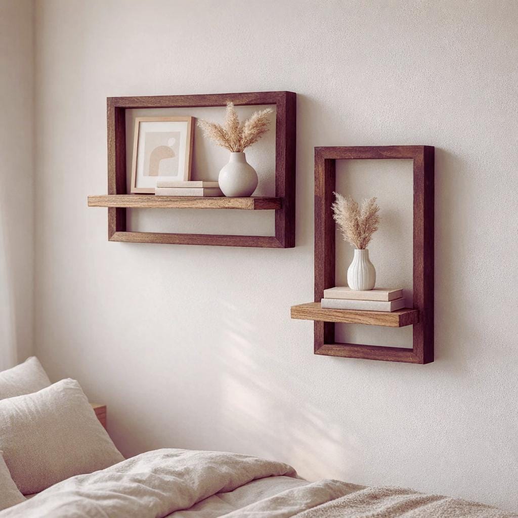 Handcrafted Shelf Rustic Floating Shelf Wall Mounted, Home Decor Solid Wooden Handmade ...
