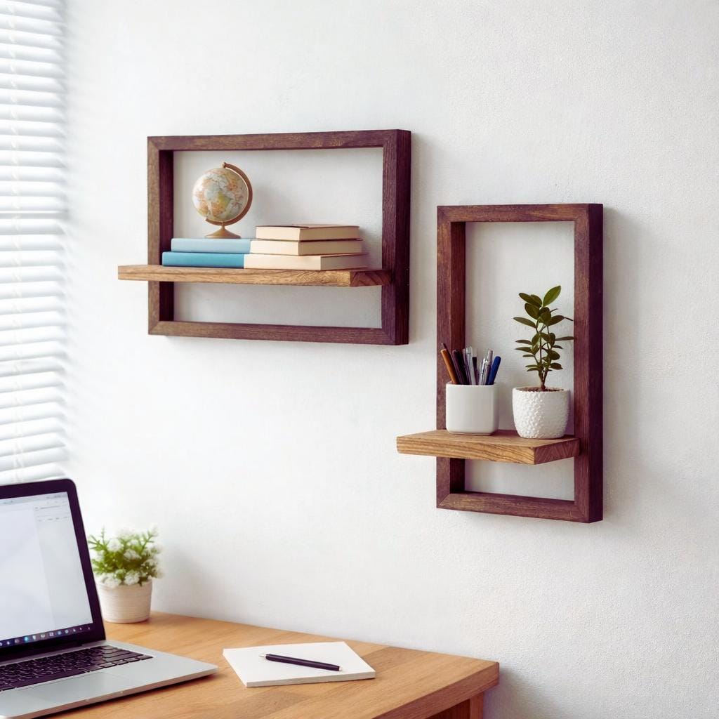 Handcrafted Shelf Rustic Floating Shelf Wall Mounted, Home Decor Solid Wooden Handmade ...