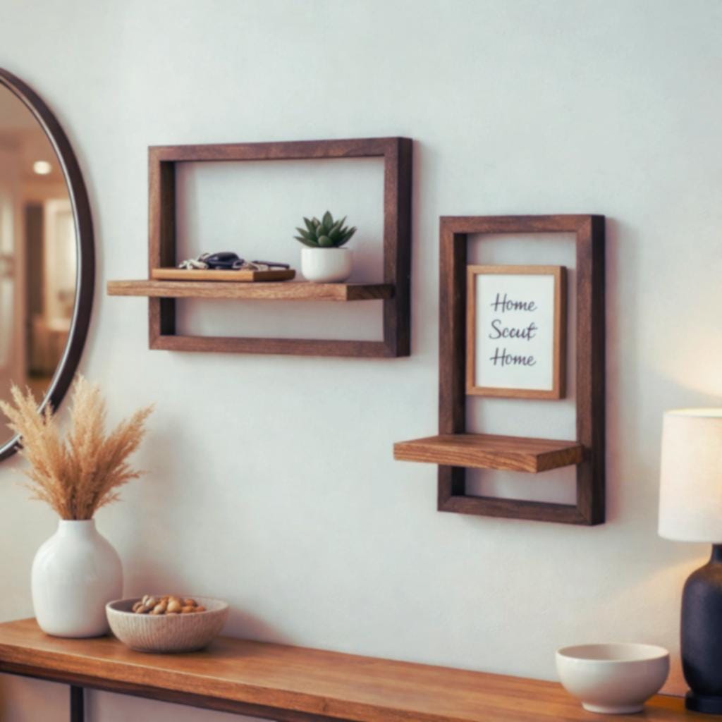 Rustic Floating Shelf Wall Mounted, Home Decor Solid Wooden Handmade ...