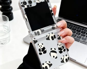 Cartoon Panda Z Flip Case | Clear Folding Cover for Galaxy  Z-Flip