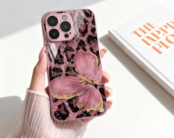 Butterfly Leopard iPhone Case | Tempered Glass Shockproof Cover