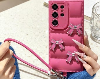 Bowknot Lanyard Samsung Case Wrist Strap Shockproof Cover