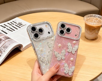 Diamond Butterfly Clear Case for iPhone 17–12 | Plated Soft Silicone Cover