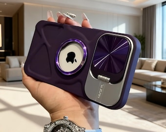 Magnetic Lens Protection iPhone Case Flip Stand Silicone Magsafe Cover