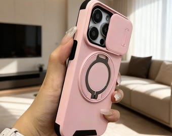 Rugged Magnetic Bracket iPhone Case Slide Camera Heavy Duty Armor Cover