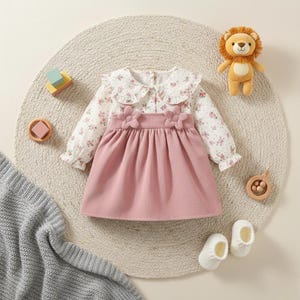girls pink and green floral corduroy dress fall winter Oilily 2Pc Infant Girls Fall/Winter Fine Wail Corduroy Dress with Matc Village Kids