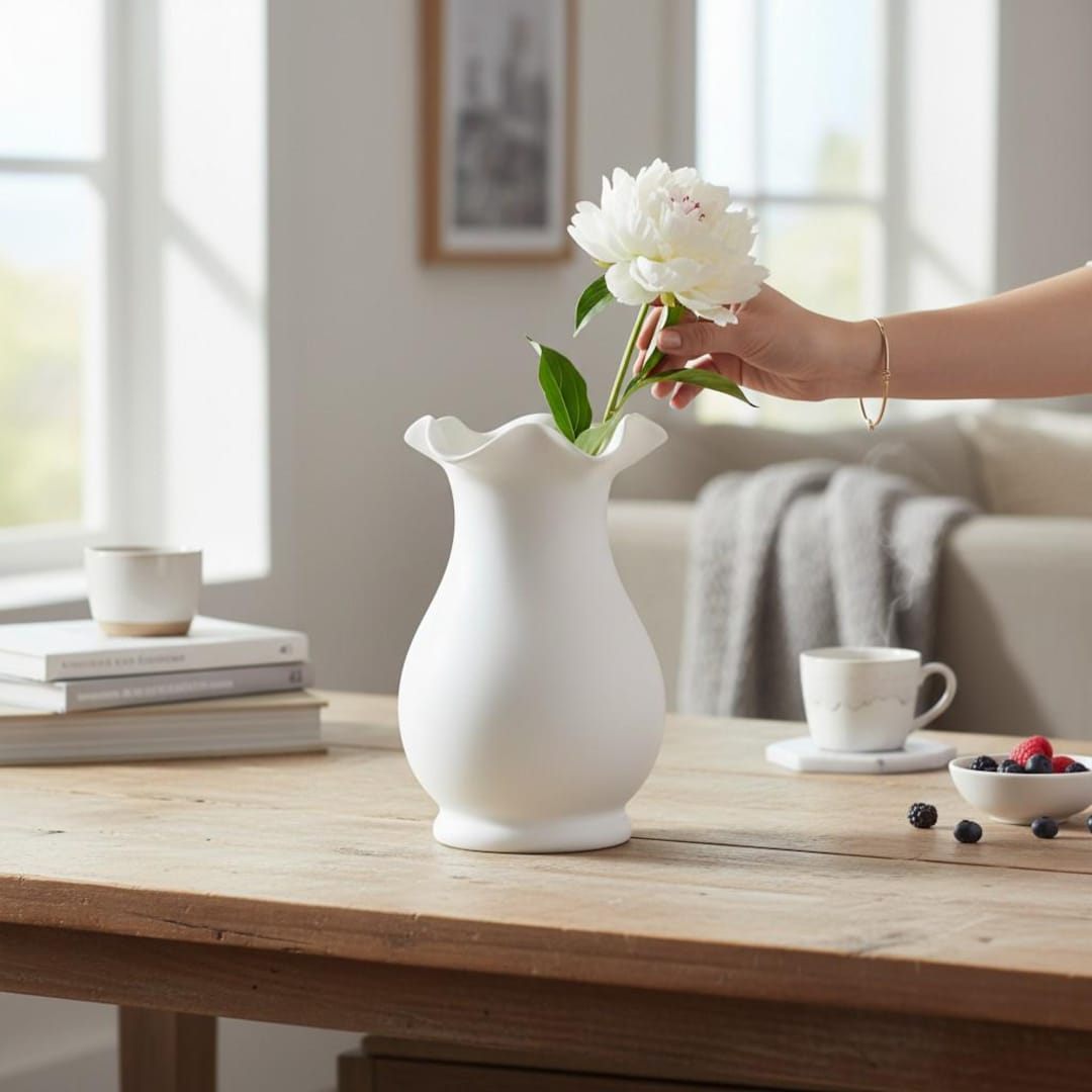 Modern White Ceramic Flower Vase Scandinavian Home Decor Table ...
