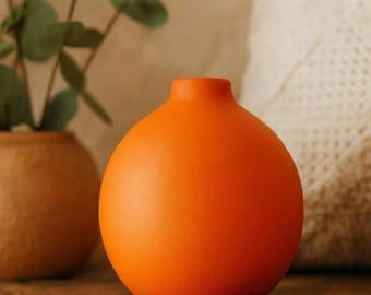 Orange Boho Ceramic Vase – Modern Decorative Vase for Flowers, Shelf & Table Display