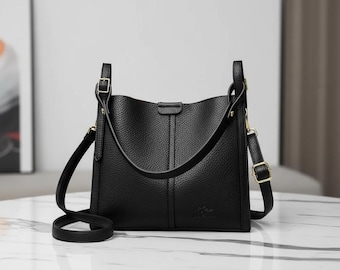 Women’s Medium PU Leather Bag – Top Handle Shoulder and Crossbody Purse