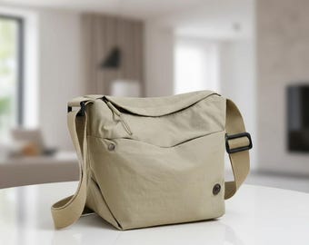 Lichtgewicht nylon schoudertas – waterdichte schoudertas met brede riem voor dames