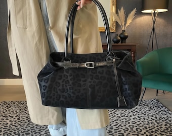 Women’s Leopard Print Shoulder Bag – PU Leather Short Handle Tote Handbag