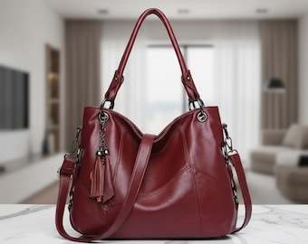 Soft Leather Tassel Handbag – Luxury Women’s Crossbody & Hand Tote Bag