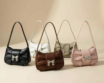 Borsa sottobraccio Sweet Bow – Borsa a tracolla in pelle PU per donna