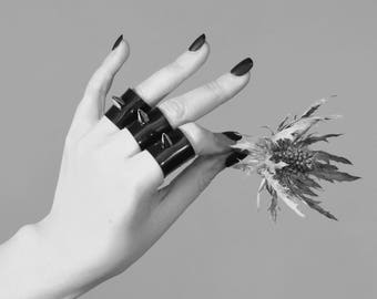 SPIKE Star Dusters Black Glossy PVC Tube Rings set of three