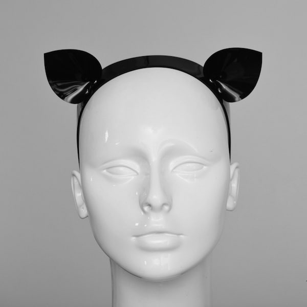 KITTY - Katzenohren Haarband Glossy Black PVC