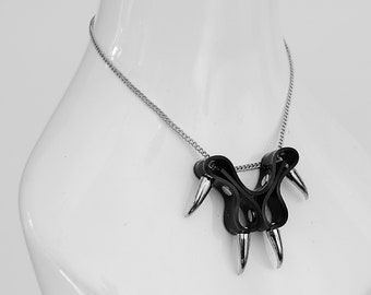 CLAW SILVER - Gloss Black Cat Paw Pendant Necklace