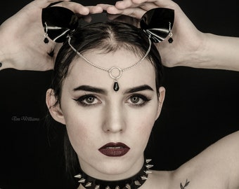 Moon Cat - Black Kitty Kat Embellished Ears Headband