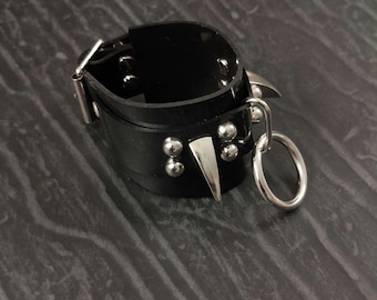 GLOSS cuff Black Vinyl Buckle Bracelet With Chrome Hardware