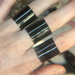 Black Gloss Tape Rings Set