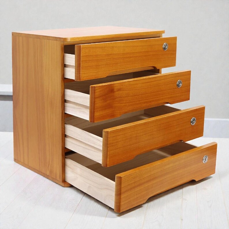 Wooden Desktop Organizer With 4 Lockable Drawers, Large Office Storage ...