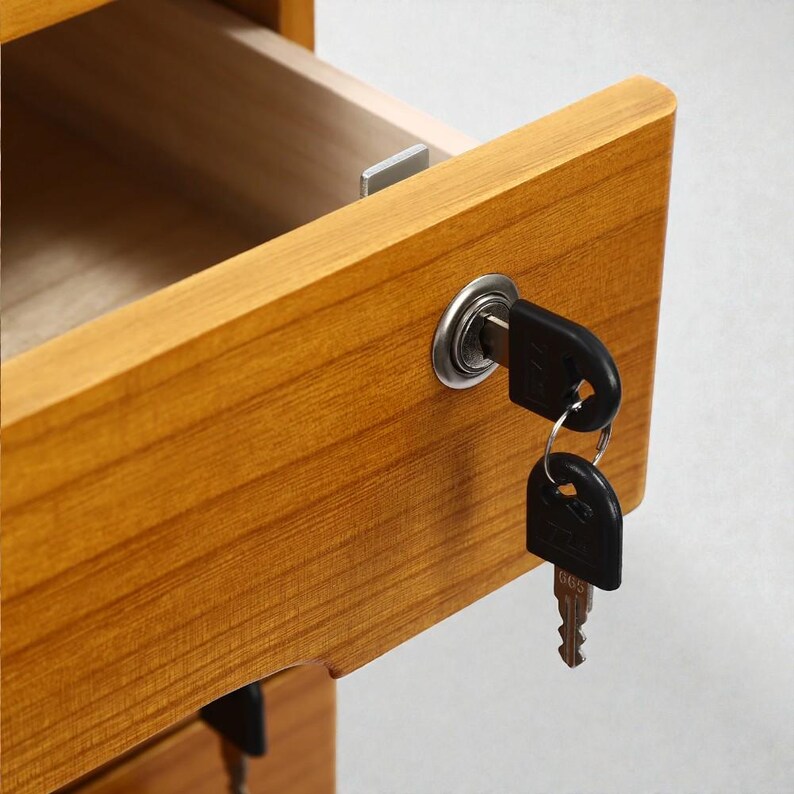 Wooden Desktop Organizer With 4 Lockable Drawers, Large Office Storage ...