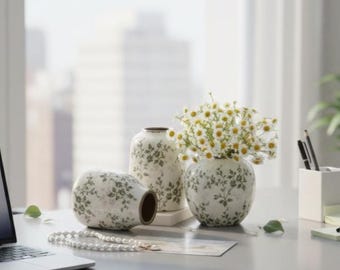 Ice Crackle Ceramic Vase – Handmade Boho Art Vase for Fresh or Dried Flowers