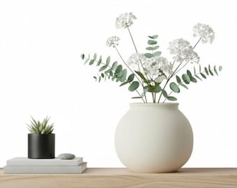 Matte Ceramic Round Vase, Minimalist Home Décor