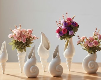 Wall Hanging Ceramic Conch Vase – Amagogo White Sea Shell Home Decor