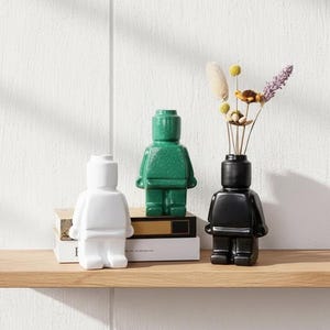 Nordycki ceramiczny wazon robot – nowoczesna doniczka do kwiatów i dekoracja biurka