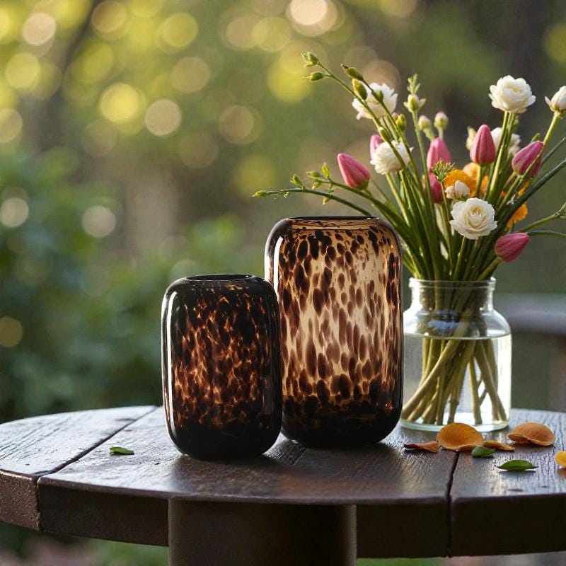 琥珀色のガラスの花瓶 - Etsy 日本